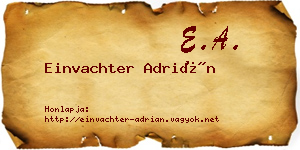 Einvachter Adrián névjegykártya
