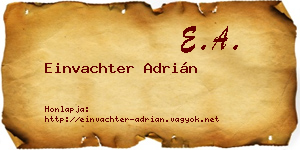 Einvachter Adrián névjegykártya
